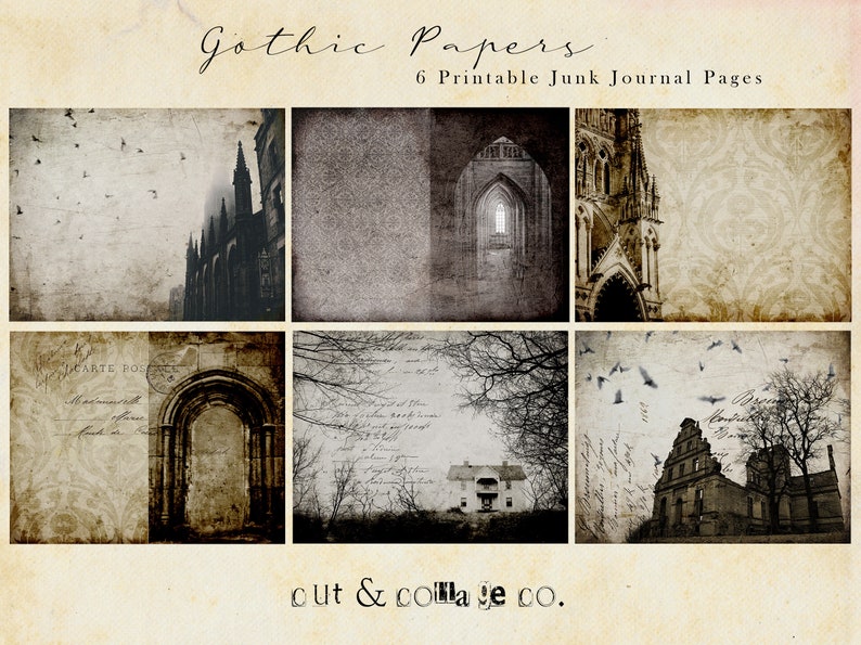 Gothic Architecture Printable Junk Journal Papers, Vintage Inspired ...