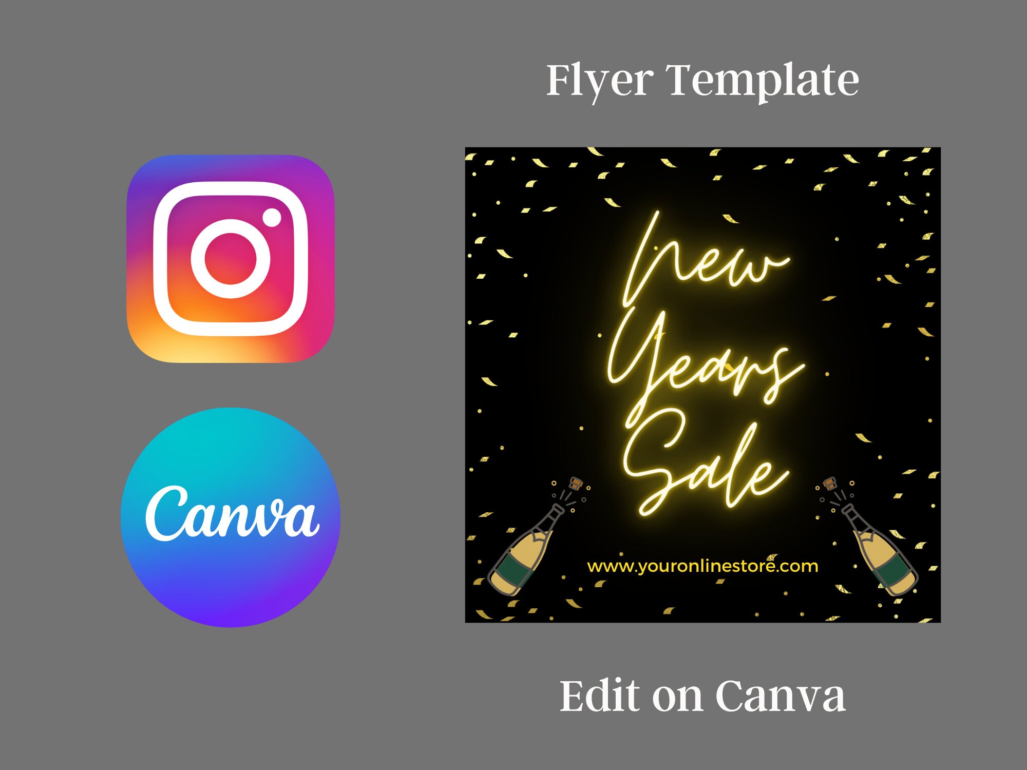 New Years Sale Flyer Canva Template Flyer Small Business Etsy UK