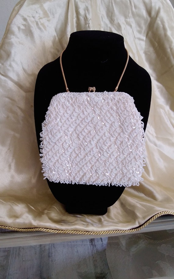 Vintage Seed Pearl and Sequin Purse/ Evening Bag