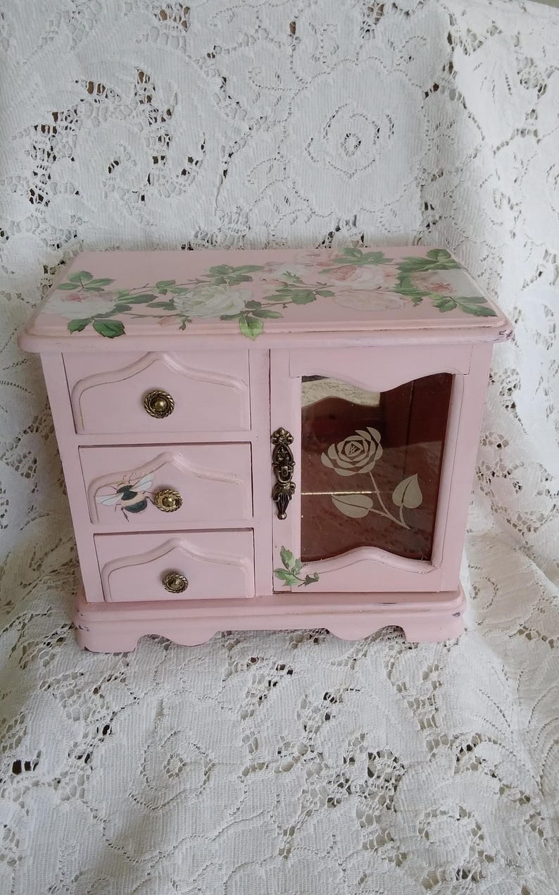 Lovely Vintage Painted and Distressed Small Jewelry Box Etsy