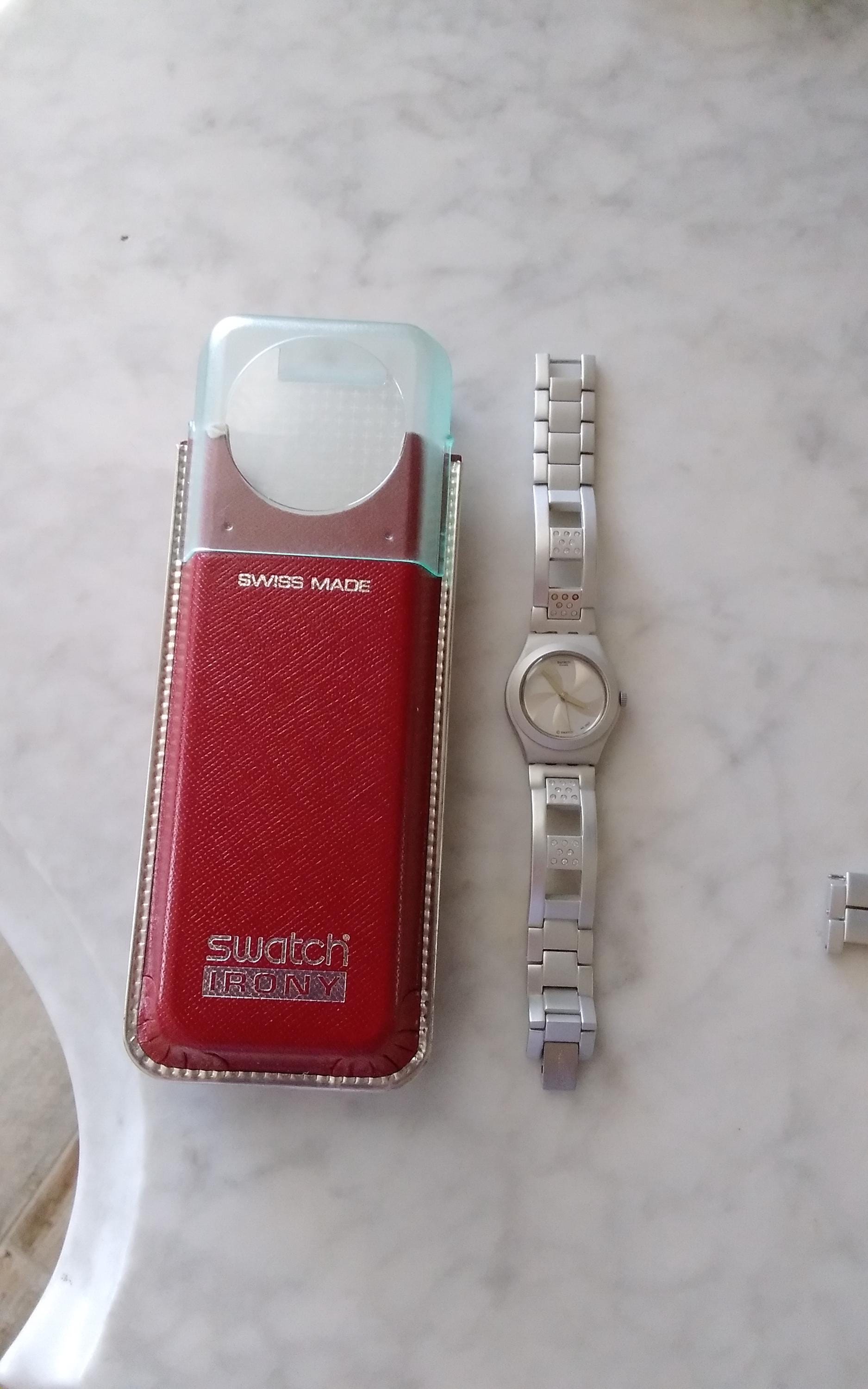 2005 Stainless Steel Swiss Made Swatch Lady Irony Watch for Women New Battery Vintage 2005 Lady Swatch LK252G Bathroom Smiles Stainless  main image 4