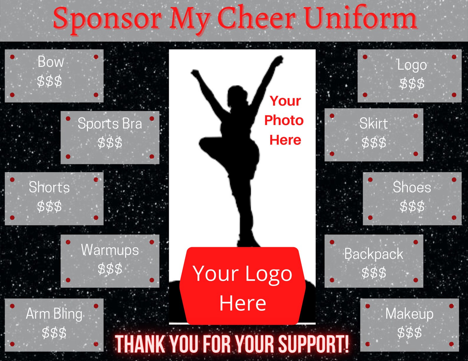 Sponsor My Cheer Uniform Template Free