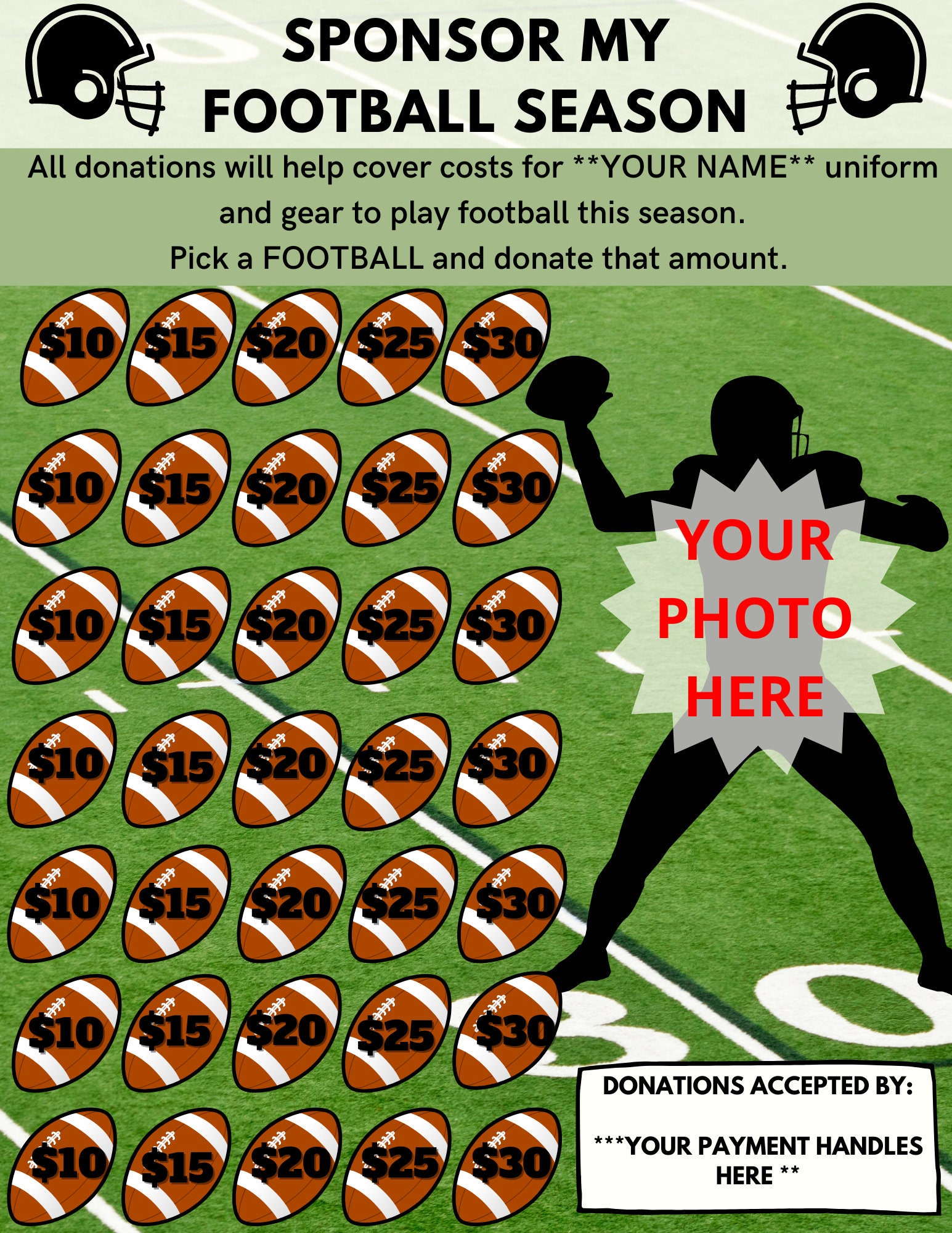 Sponsor My Football Season Etsy