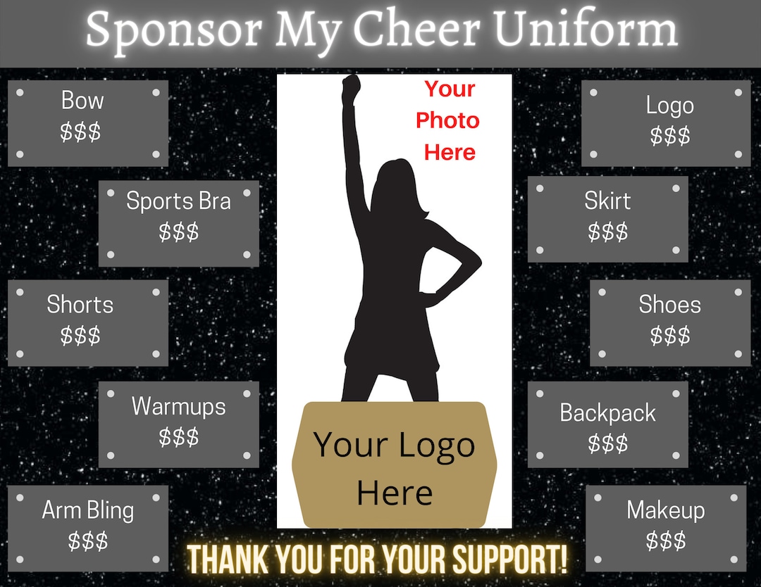 Sponsor My Cheer Uniform Template Etsy