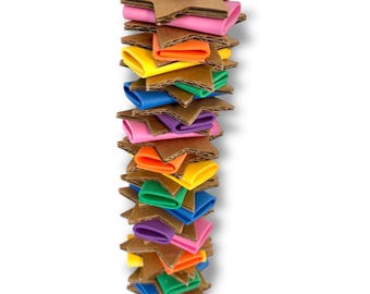 Cardboard Star Chew Tower- Bird toy made from cardboard stars, foam rolls and poly rope. Great for all small pets!
