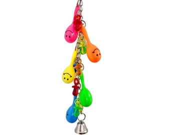 Mini Maraca/Rattle Busy Chain- 5 mini maracas, 10 pacifiers and a bell on nickel plated chain with a nickel plated pear clip