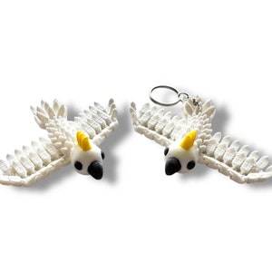 Articulated Mini Cockatoo- 3D Printed and available in Keychain or Pet variety