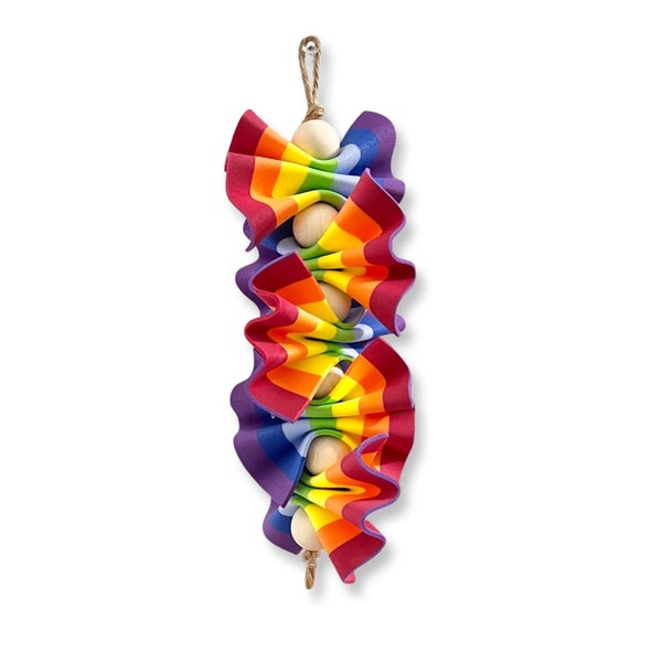 Rainbow Bow Foam Toy for Birds/Parrots- rainbow foam paper, wooden beads