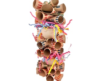 Money Cups Bird/Parrot Toy- coin rolls, foam flowers, plant fiber cups, crinkle paper. Great for all birds and parrots!