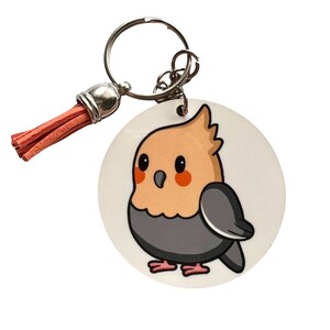 Cockatiel Keychain- 2 inch double sided keychain. Perfect for parrot lovers!