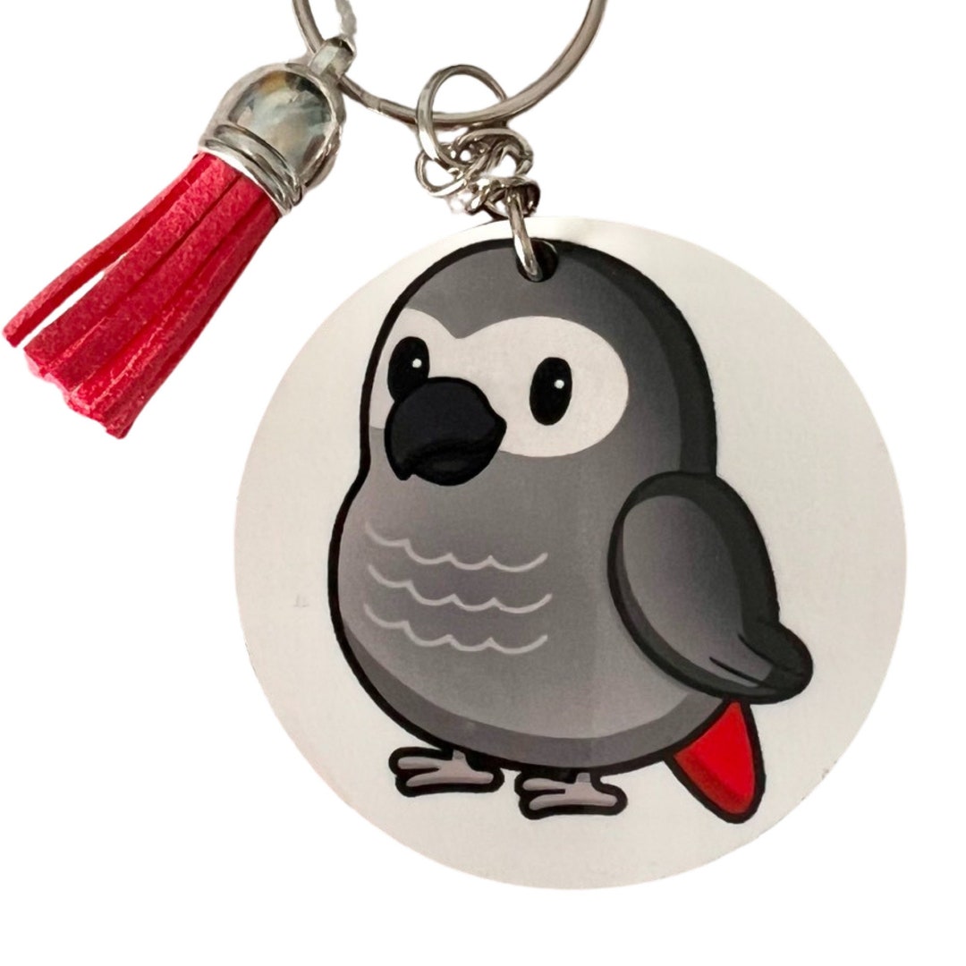African Grey Keychain 2 Inch African Grey Keychain. Great for Gifts Etsy