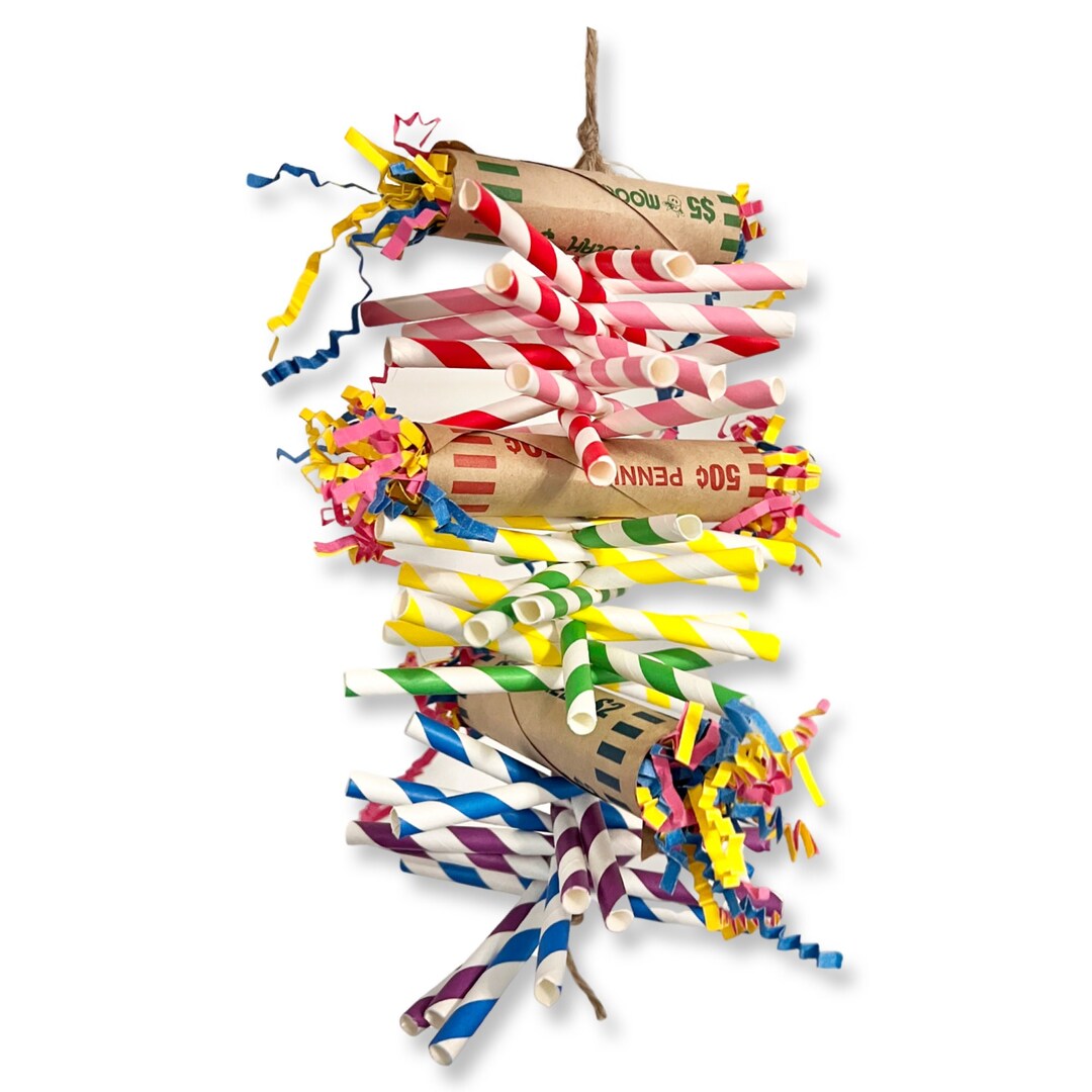 Paper Straw/coin Wrapper Tower Bird Toy- Paper Straws, Coin Wrappers ...