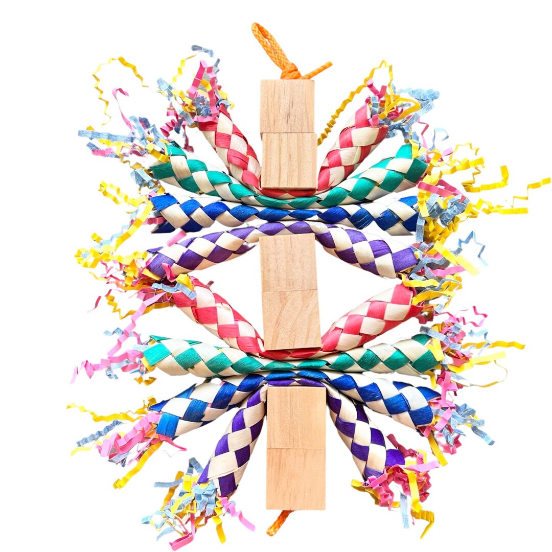 Finger Trap Tower Bird/parrot Toy 1 Inch Pine Wood Blocks, Finger Traps