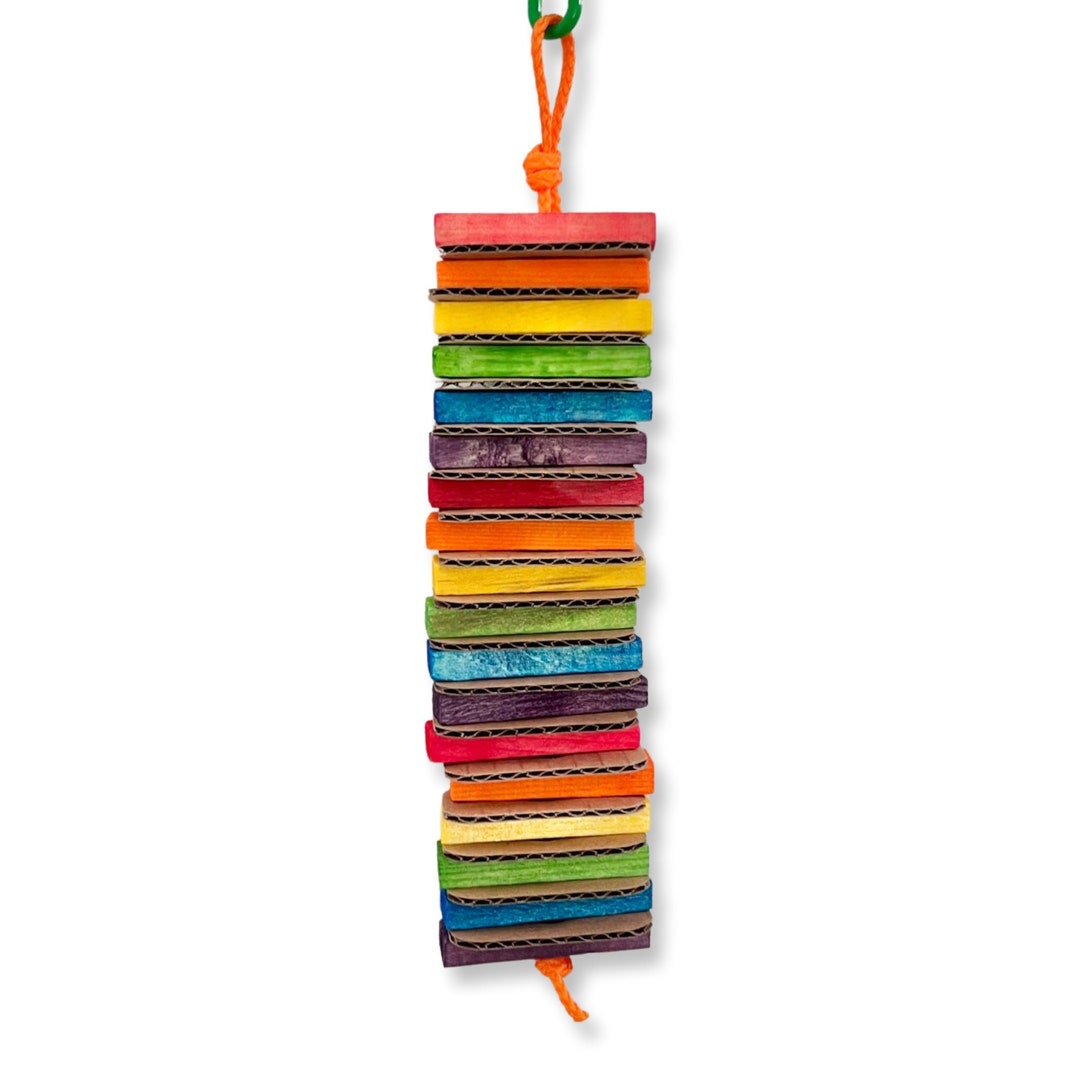 Slats With Rope Rainbow Wooden Cardboard Tower- Pine Slats, Cardboard Slats, Poly Rope ...