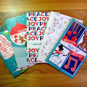 Ensemble de cartes de vacances anglais OU Français, pack de 5 cartes de vacances