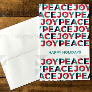 Carte de Noël en anglais OU en français – Joy • Peace (anglais) - Joie • Paix (français)