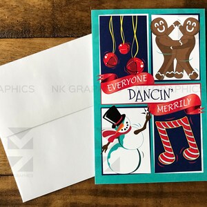 Carte de Noël en anglais OU en français – Dancin’ Merrily (anglais) - Danse joyeusement (français)