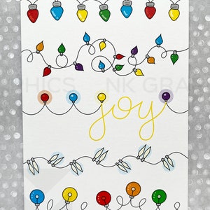Carte de Noël en anglais OU en français – Light Strings (anglais) – Guirlandes lumineuses (français)