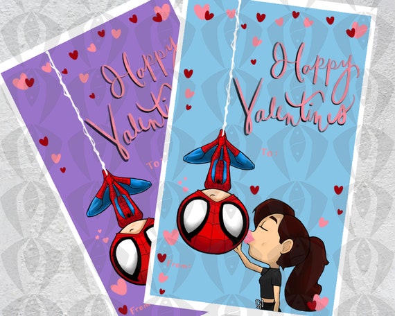 Spiderman Valentines Day Card Digital Download Printable | Etsy