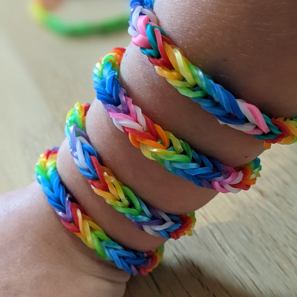Rainbow Bracelets- Colorful Friendship Bracelet- Rainbow Loom Bracelets- Party Favors- Birthday Gifts- For Him- For Her