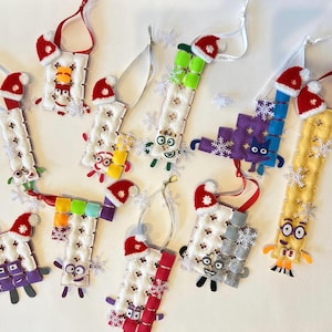 Handmade Numberblocks 11-20 Holiday Ornament: Felt Backpack Pin