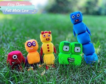 Numberblocks Plüsch Set 1-5: Handgefertigtes Mathe-Lernspielzeug aus Filz