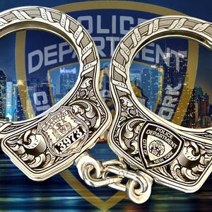 Custom Personalized Laser Engraved S&W Model 100-1, 100-1B (black), and M/P Lever Lock Handcuffs - FREE Shipping