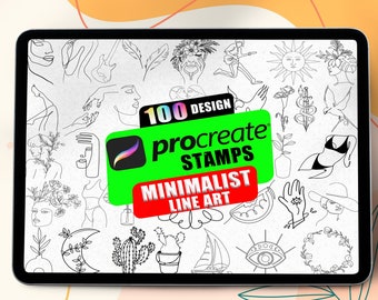 Minimalist Line Art Procreate Stamps: Floral Tattoo Abstract (.Brushset)