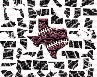US States Baseball Stitches SVG Bundle: Cricut Cut Files