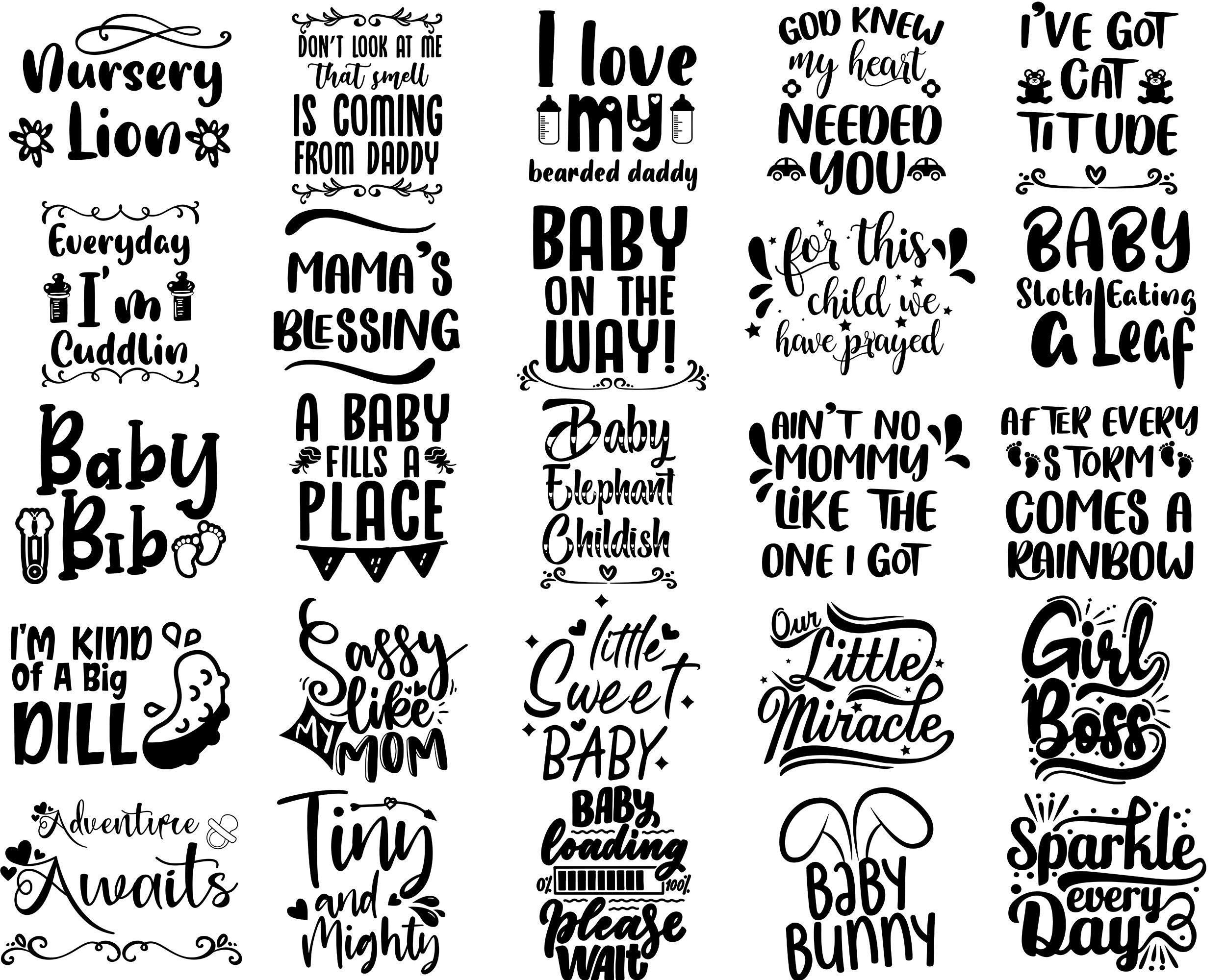 Baby Quotes SVG Bundle: Funny Onesie Designs (600 Files) - Etsy