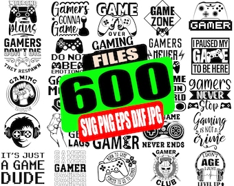 Gamer SVG Bundle: 120 Funny Gaming Designs (600 Files)