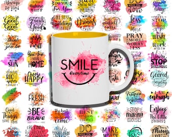 Motivational Mug Sublimation Designs: Positive Quotes PNG (Commercial Use)