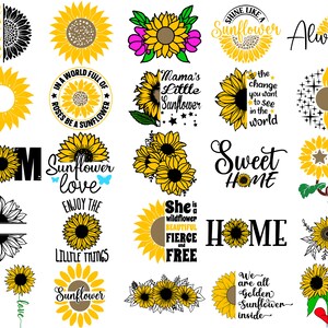 100 SUNFLOWER SVG Bundle, Sunflower SVG Files for Cricut, Sunflower ...