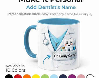 Personalized Dentist Mug with Name, Custom Dental Hygienist Gift, Dental Assistant Cup