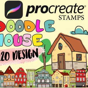 120 Doodle House Stamps Procreate Bundle, City Procreate Brushes, Home Brushes, Building Procreate, Architectural francobolli, Artistic stamps
