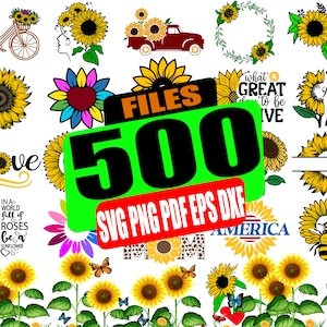 100 pacote SUNFLOWER SVG, arquivos SVG de girassol para cricut, guirlanda de girassol svg em camadas, svg floral, arquivo png, arquivo de corte, cricut, imprimível