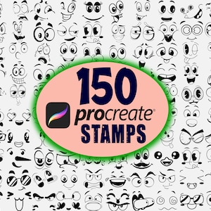 150 Cartoon Emotion Faces Procreate Stamps, Kawaii Face procreate, Cute Funny Face stamps, Emoji face procreate stamps, cartoon brushset