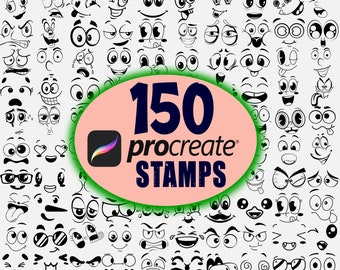150 Kawaii Cartoon Emotion Face Procreate Stamps Brushset