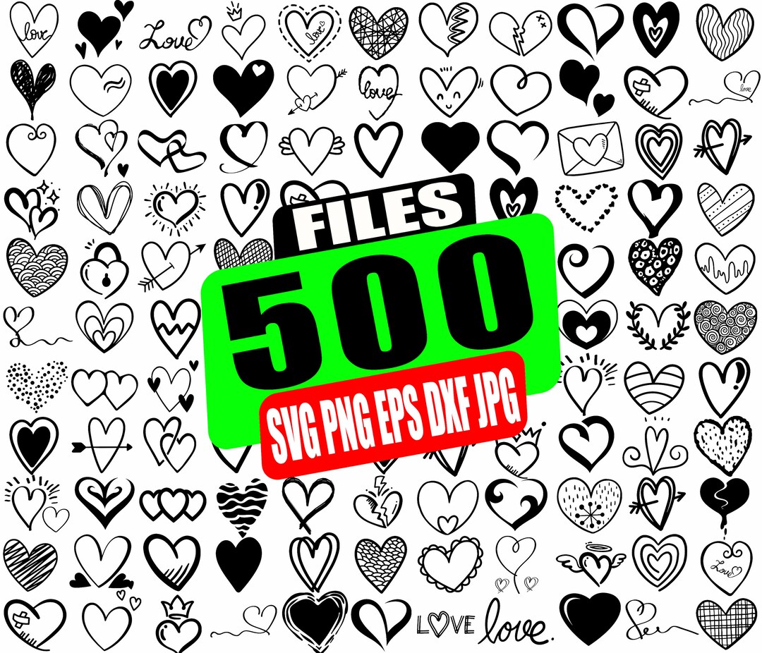 Heart SVG Bundle, Heart SVG Cut File for Cricut, Heart Hand Draw Svg ...