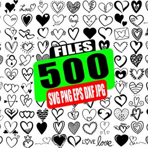Hart SVG Bundel, Hart SVG gesneden bestand voor cricut, hart handtekening svg PNG, hart doodle svg, hart valentijn, clipart, afdrukbare dxf