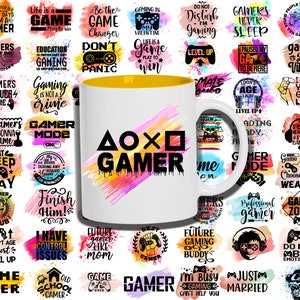 120 Gamer Mug Sublimation Designs, Gaming Mug Wraps, Game Controller, PNG Files, Sublimation Printing, Commercial Use