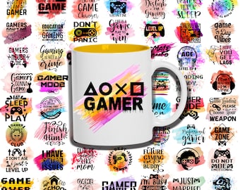 120 Gamer Mug Designs: Game Controller PNG Sublimation Wraps