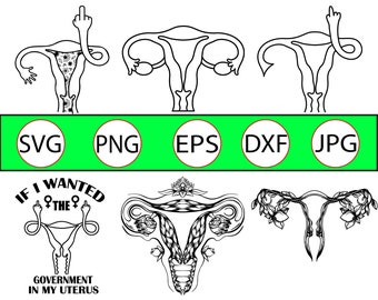 Middle Finger Uterus SVG Bundle, Women Choice, Angry Uterus (png, eps, dxf, jpg)