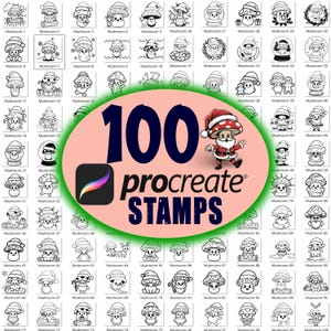 100 simpatici timbri Procreate a forma di fungo, timbri a forma di fungo, pennelli Procreate, set di pennelli natura, timbri Procreate a forma di tatuaggio, timbri Doodle