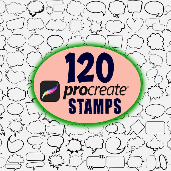 Speech Bubble Procreate Stamps, Speech Bubble Stamps, Manga Anime stamps, Speech Balloon brushset, thought stamps, comic bubble stamp set