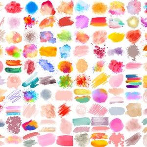 150 Aquarellpinsel Png-Bundle, Pastell Pinselstriche, Alkoholtintenspritzer, bunte Pinselstriche, Pinselstriche Clipart, kommerzielle Nutzung