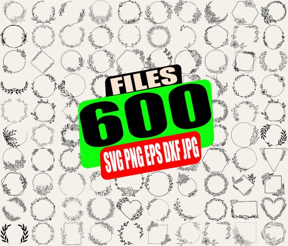 Floral Wreath SVG Bundle: Laurel Frame, Circle Monogram (600 Files)