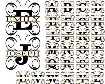 Butterfly Split Monogram Alphabet SVG Font: Cricut & Silhouette Cut Files