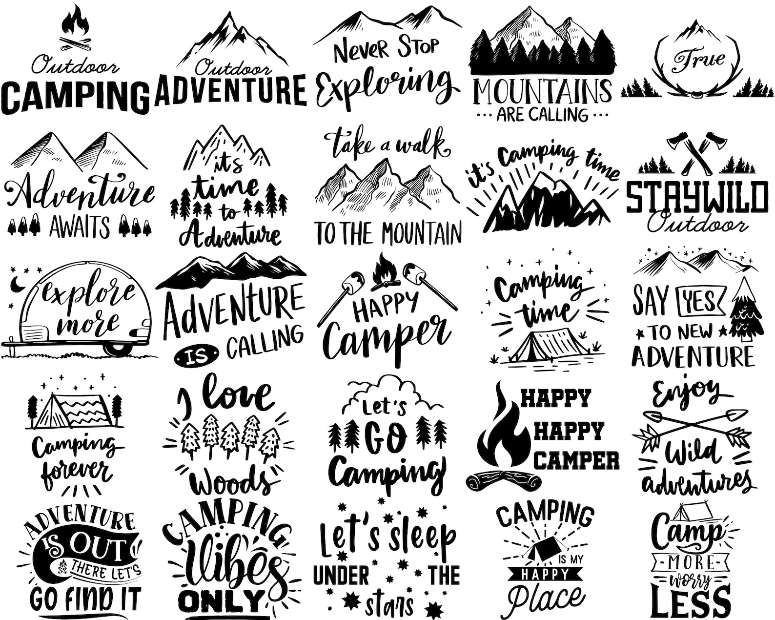 120 Design Camping SVG Bundle, Camper SVG Files for Cricut, Camp Life
