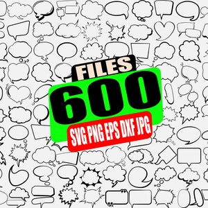 120 Design Speech Bubble SVG Bundle, Speech Bubble Outline SVG, Bubble Frame SVG, discorso dei cartoni animati, bolla di pensiero, png, silhouette, file di taglio